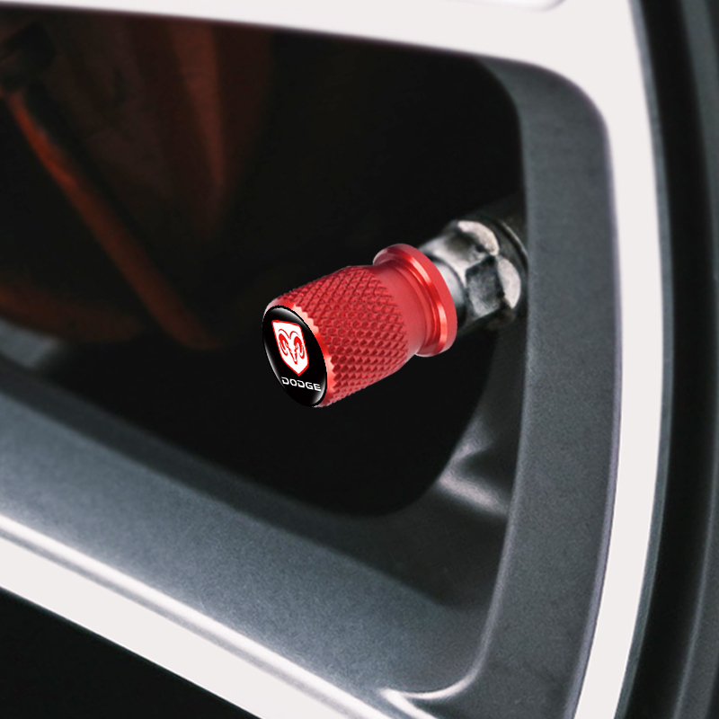 Bộ 4 Nắp Van Bánh Xe Hơi 3D Bằng Hợp Kim Chống Rò Rỉ In Logo Dodge Caliber Journey Ram Durango SRT