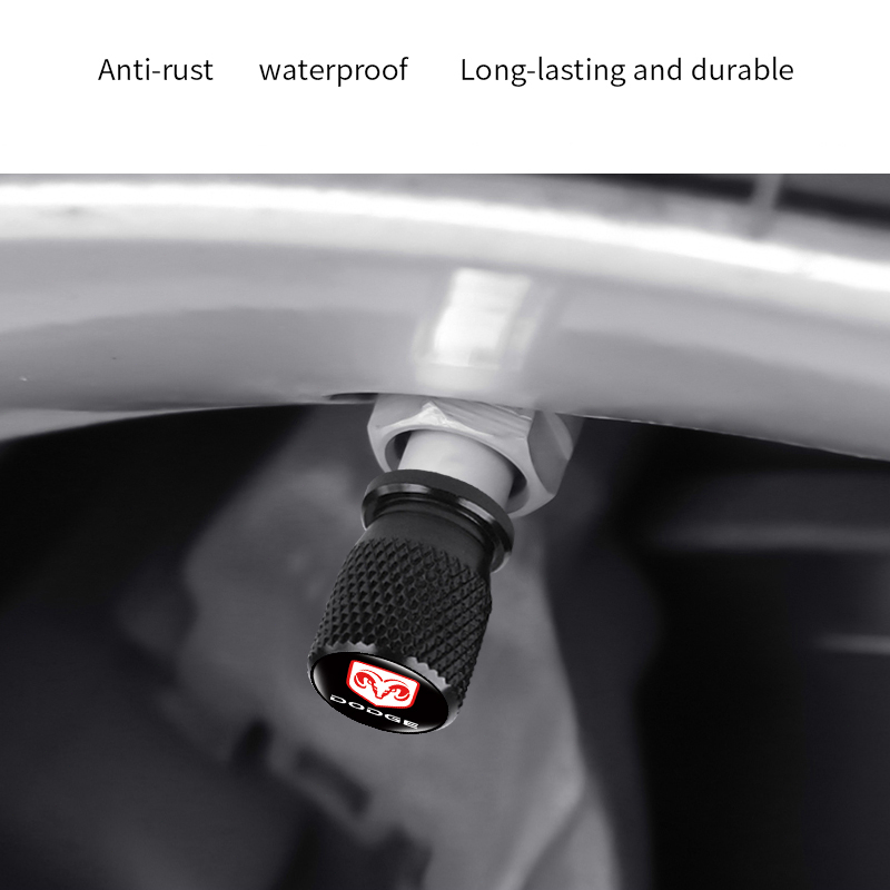 Bộ 4 Nắp Van Bánh Xe Hơi 3D Bằng Hợp Kim Chống Rò Rỉ In Logo Dodge Caliber Journey Ram Durango SRT
