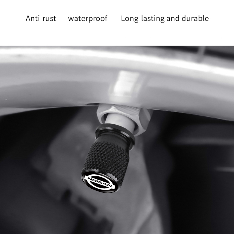 Set 4 Nắp Van Bánh Xe Hơi 3D Bằng Nhôm Chống Rò Rỉ Cho Nissan Tiida Teana Skyline Juke X-trail Almera Qashqai 350Z 370Z 240SX