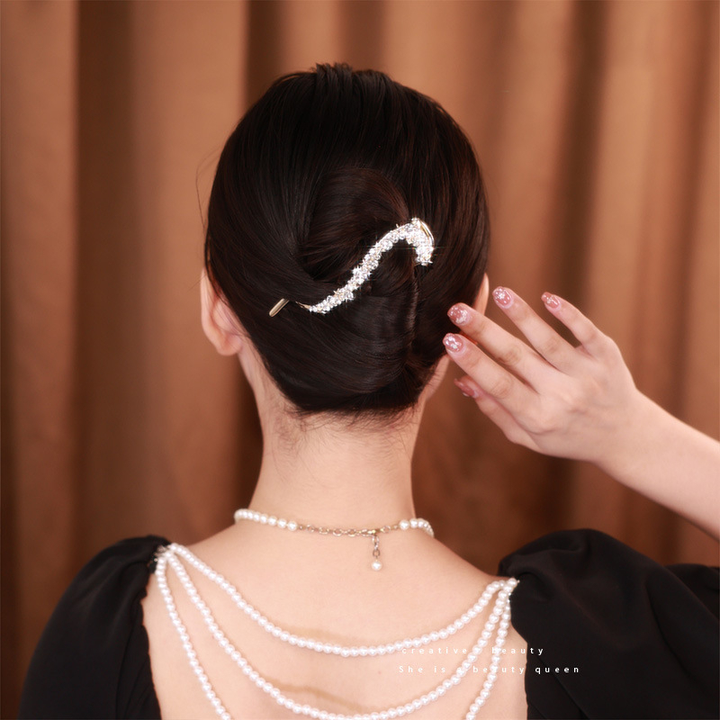 Kẹp Tóc Dạng Xoắn Đính Đá zircon Phiên Bản Hàn Quốc Tinh Tế Mới Cho Nữ