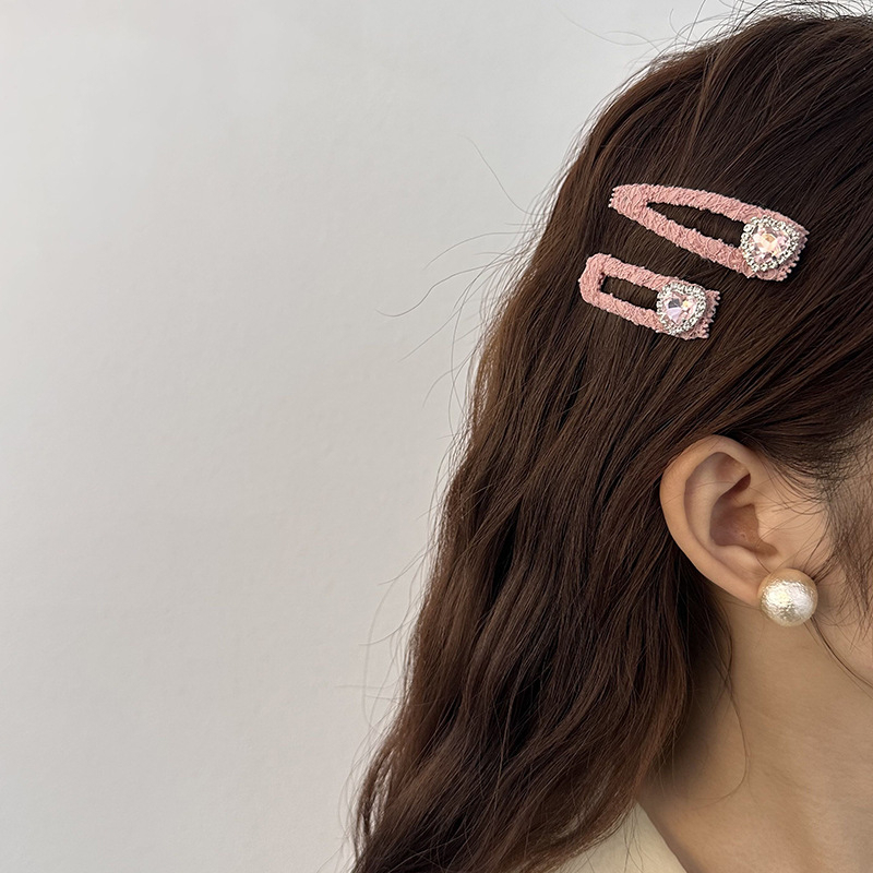 Kẹp Tóc Đính Đá Hình Trái Tim Phong Cách Lolita