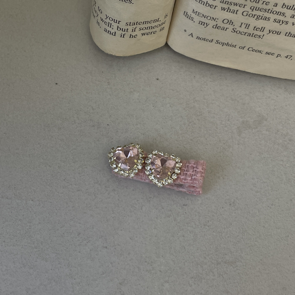 Kẹp Tóc Đính Đá Hình Trái Tim Phong Cách Lolita