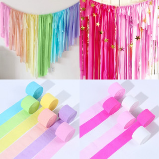 Set 6 cuộn giấy crepe màu vàng / hồng / đen trang trí tiệc cưới / sinh nhật diy