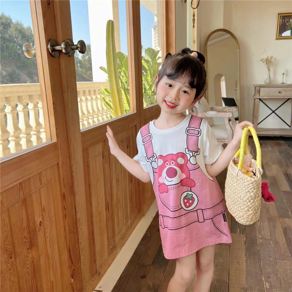 Áo Thun Tay Ngắn Giả Hai Lớp In Hình Hello Kitty Thời Trang Mùa Hè Cho Bé