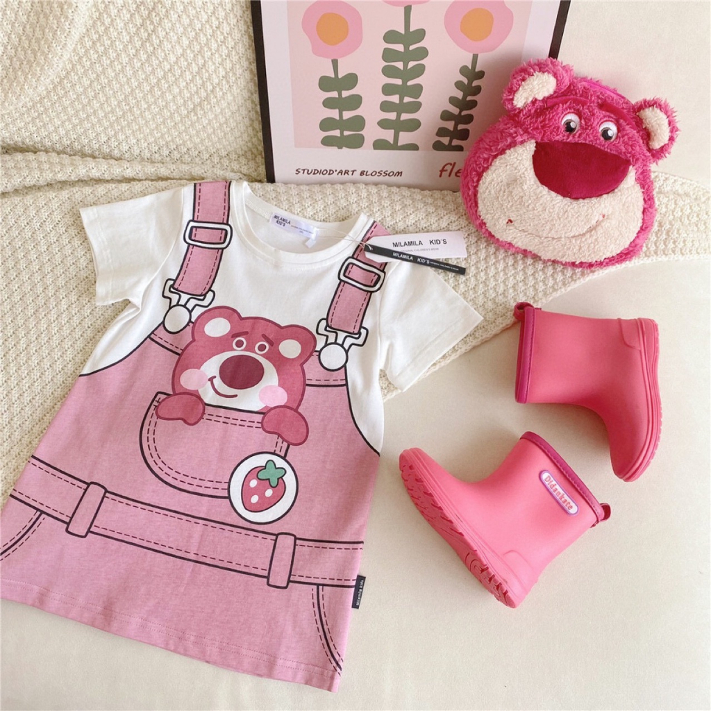 Áo Thun Tay Ngắn Giả Hai Lớp In Hình Hello Kitty Thời Trang Mùa Hè Cho Bé
