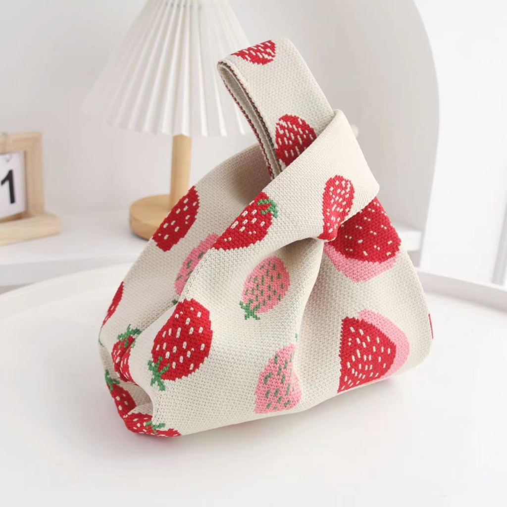 Túi Đeo Vai Đan Len Họa Tiết Sọc Caro Thời Trang Cho Nữ