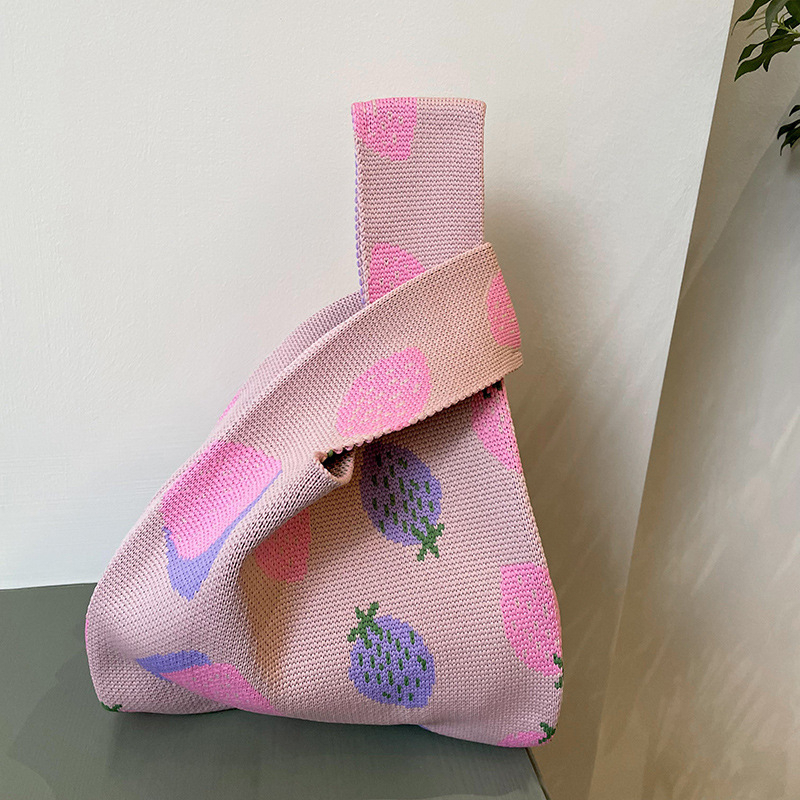 Túi Đeo Vai Đan Len Họa Tiết Sọc Caro Thời Trang Cho Nữ