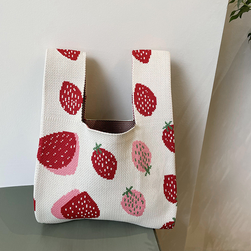 Túi Đeo Vai Đan Len Họa Tiết Sọc Caro Thời Trang Cho Nữ