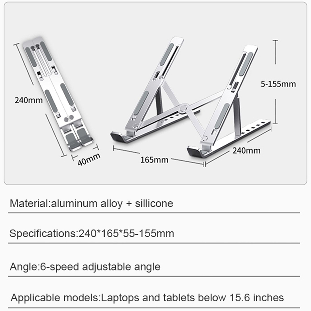 Giá Đỡ Laptop Bằng Nhôm Có Thể Gập Lại Cho Macbook Lenovo DELL 10-15.6 Inches