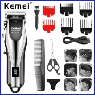 Tông đơ cắt tóc chuyên nghiệp không dây kemei km-2619 có thể điều chỉnh màn hình lcd
