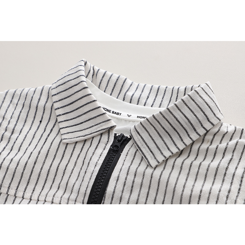 Áo Thun Tay Ngắn Giả Hai Lớp + Quần Short Cotton Họa Tiết Kẻ Sọc Thời Trang Mùa Hè Kiểu Mới Dành Cho Bé Trai Kích Thước 80-120cm