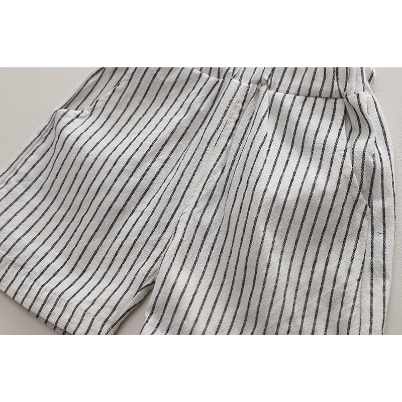 Áo Thun Tay Ngắn Giả Hai Lớp + Quần Short Cotton Họa Tiết Kẻ Sọc Thời Trang Mùa Hè Kiểu Mới Dành Cho Bé Trai Kích Thước 80-120cm