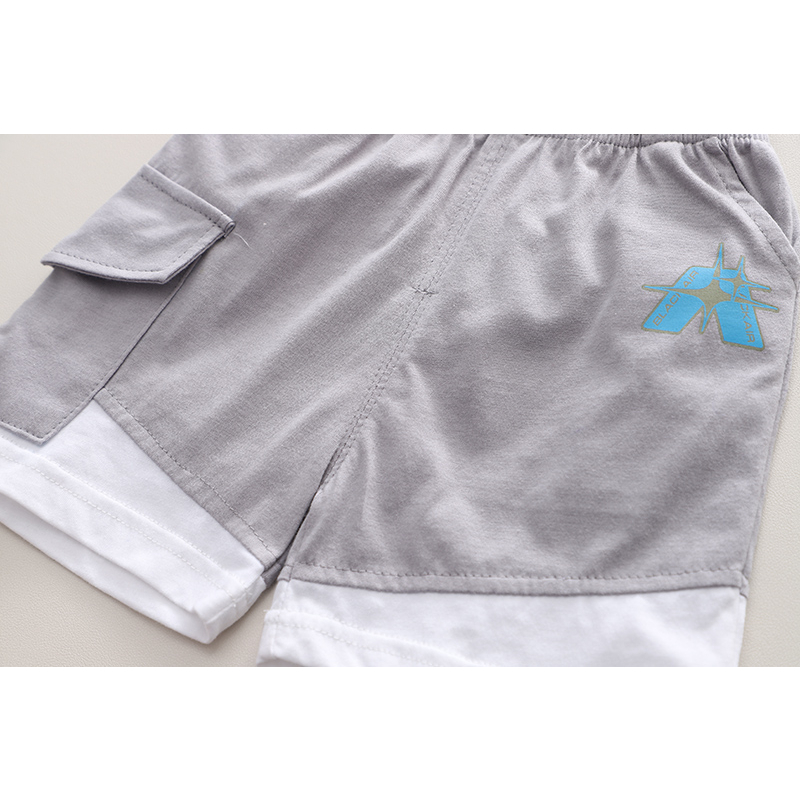 Set Áo Thun Tay Ngắn Cổ Tròn In Chữ + Quần Short Cotton Họa Tiết Hoạt Hình Thời Trang Mùa Hè Kích Thước 80-120cm