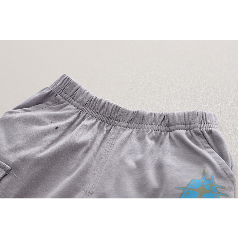 Set Áo Thun Tay Ngắn Cổ Tròn In Chữ + Quần Short Cotton Họa Tiết Hoạt Hình Thời Trang Mùa Hè Kích Thước 80-120cm