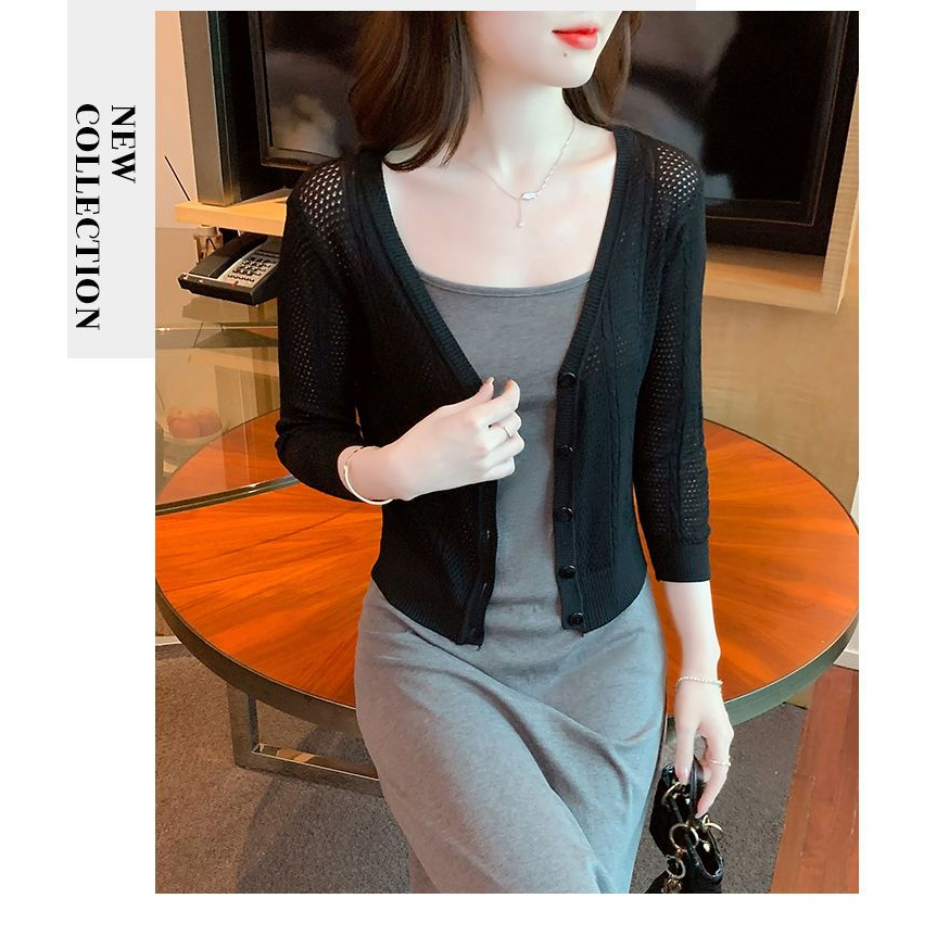 40-90KG Áo Khoác Cardigan Dệt Kim Mỏng Ba Lỗ Màu Trơn Thời Trang Mùa Hè Hàn Quốc 2023