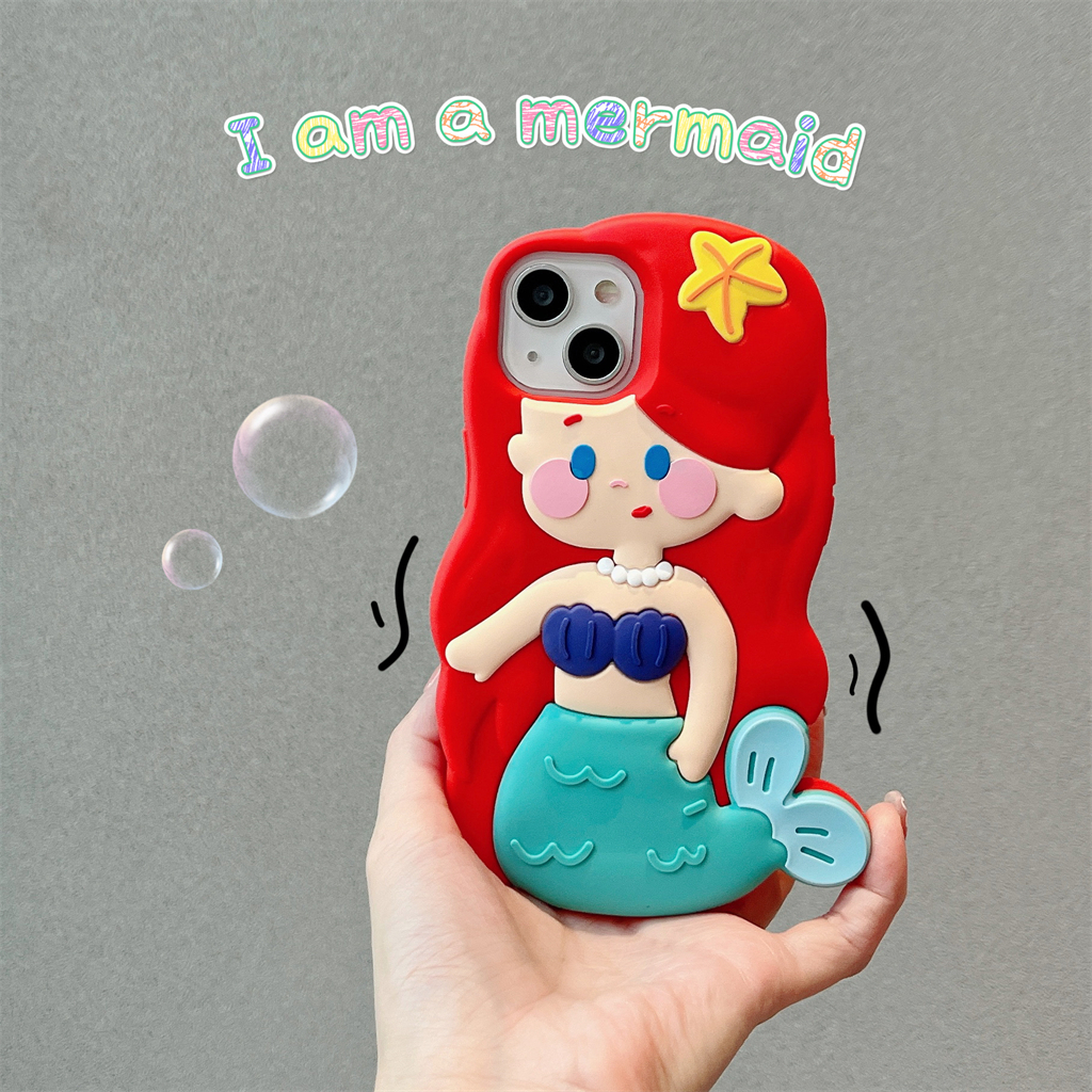 Ốp Điện Thoại Silicone In Hình Nàng Tiên Cá Cho iPhone 14ProMax 13 iPhone 11 12Promax