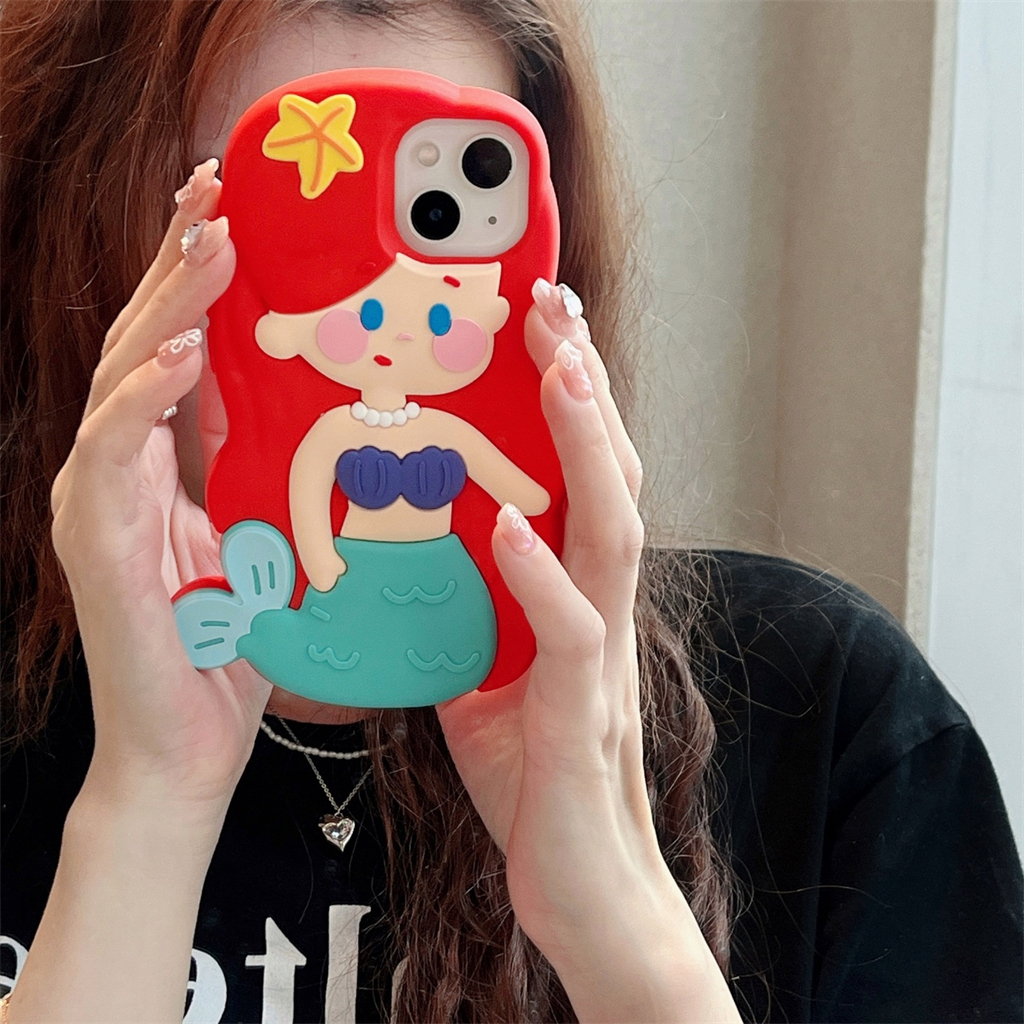 Ốp Điện Thoại Silicone In Hình Nàng Tiên Cá Cho iPhone 14ProMax 13 iPhone 11 12Promax