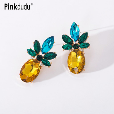 Khuyên tai Pinkdudu PD253 hình quả dứa lớn đính đá pha lê thời trang cho nữ