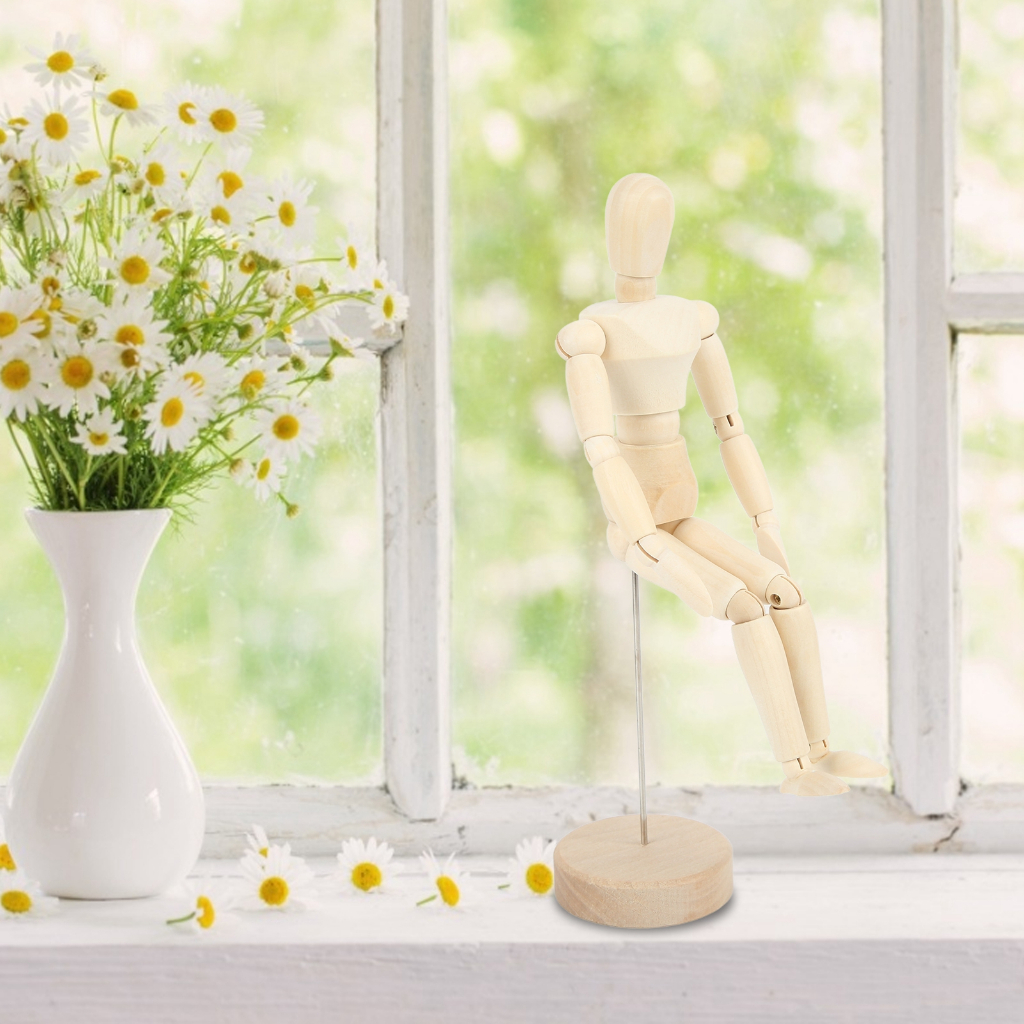 Đồ trang trí Người Bằng Gỗ Có Khớp Động Dùng Trang Trí Bàn Làm Việc, Mô hình búp bê gỗ, Ma Nơ Canh Gỗ 8in 14 Hình Dạng Có Khớp Xoay Cho Họa Sĩ MARGIE D.