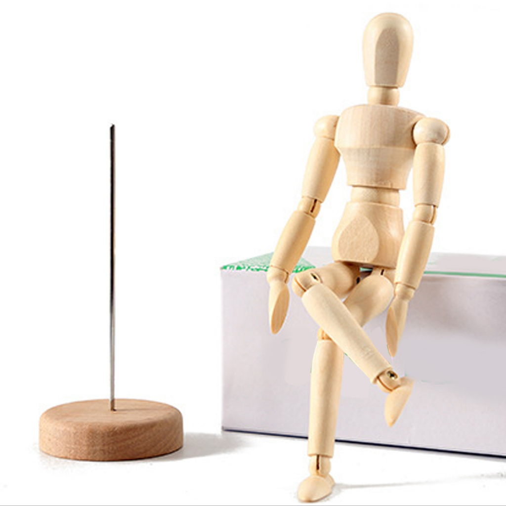 Đồ trang trí Người Bằng Gỗ Có Khớp Động Dùng Trang Trí Bàn Làm Việc, Mô hình búp bê gỗ, Ma Nơ Canh Gỗ 8in 14 Hình Dạng Có Khớp Xoay Cho Họa Sĩ MARGIE D.