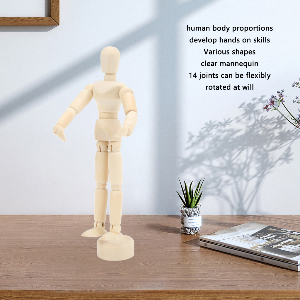Đồ trang trí Người Bằng Gỗ Có Khớp Động Dùng Trang Trí Bàn Làm Việc, Mô hình búp bê gỗ, Ma Nơ Canh Gỗ 8in 14 Hình Dạng Có Khớp Xoay Cho Họa Sĩ MARGIE D.