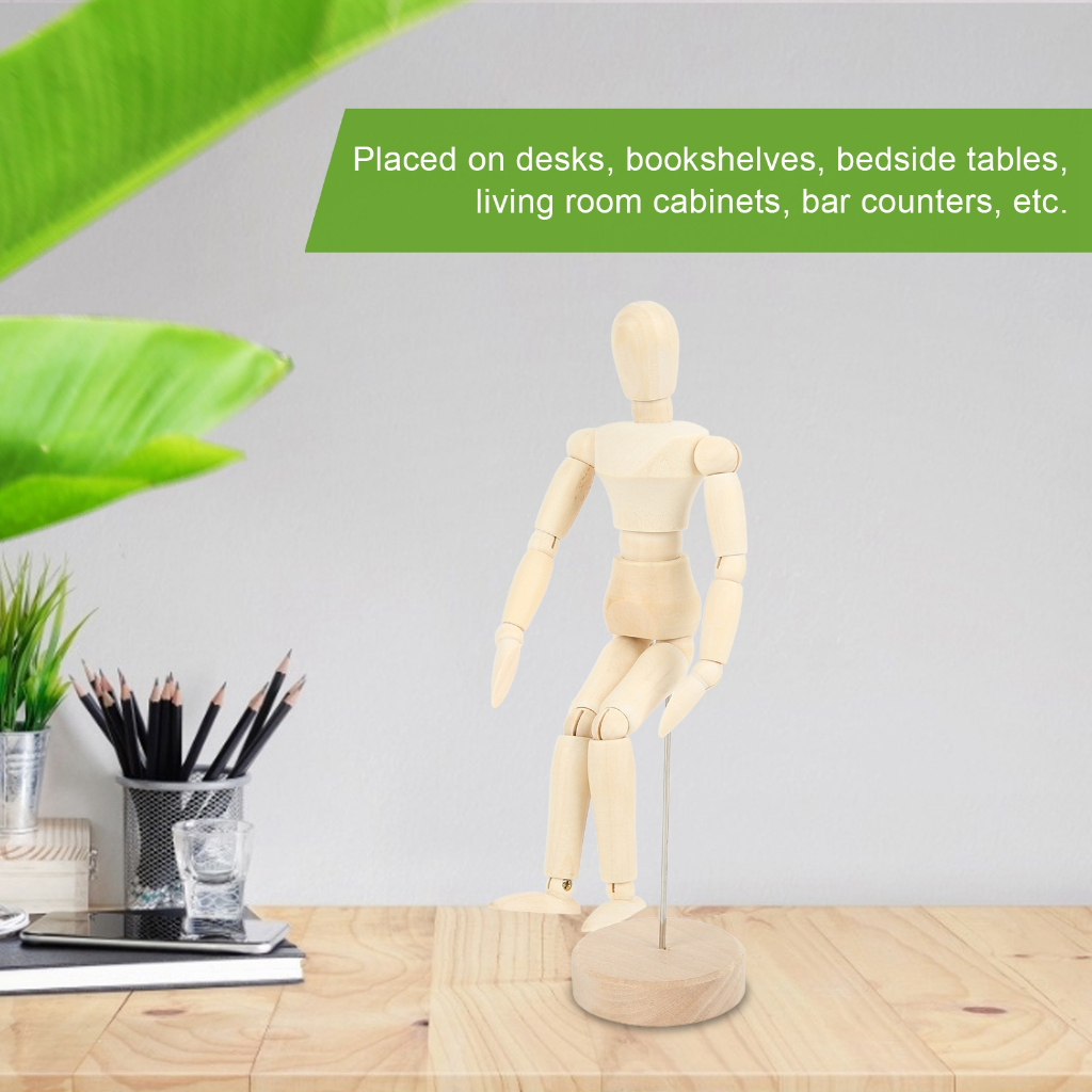 Đồ trang trí Người Bằng Gỗ Có Khớp Động Dùng Trang Trí Bàn Làm Việc, Mô hình búp bê gỗ, Ma Nơ Canh Gỗ 8in 14 Hình Dạng Có Khớp Xoay Cho Họa Sĩ MARGIE D.