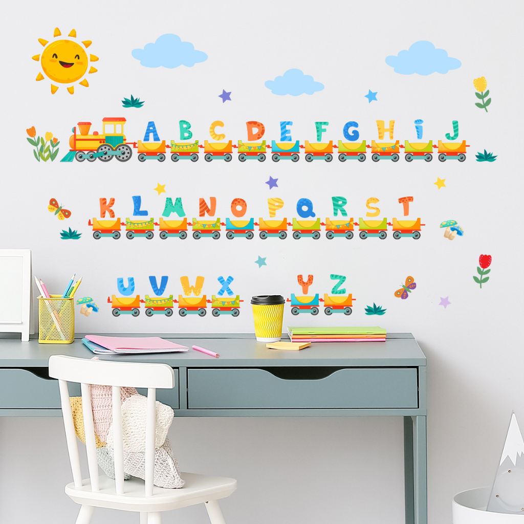 Giấy Dán Tường Tự Dính Họa Tiết Chữ Cái Tiếng Anh Hoạt Hình Trang Trí Phòng