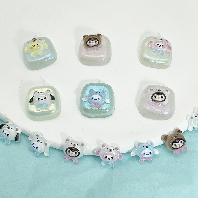 SANRIO Phụ Kiện Trang Trí Móng Tay 3D Bằng Nhựa Resin Hình Cún Kuromi Melody Pudding Đáng Yêu DIY