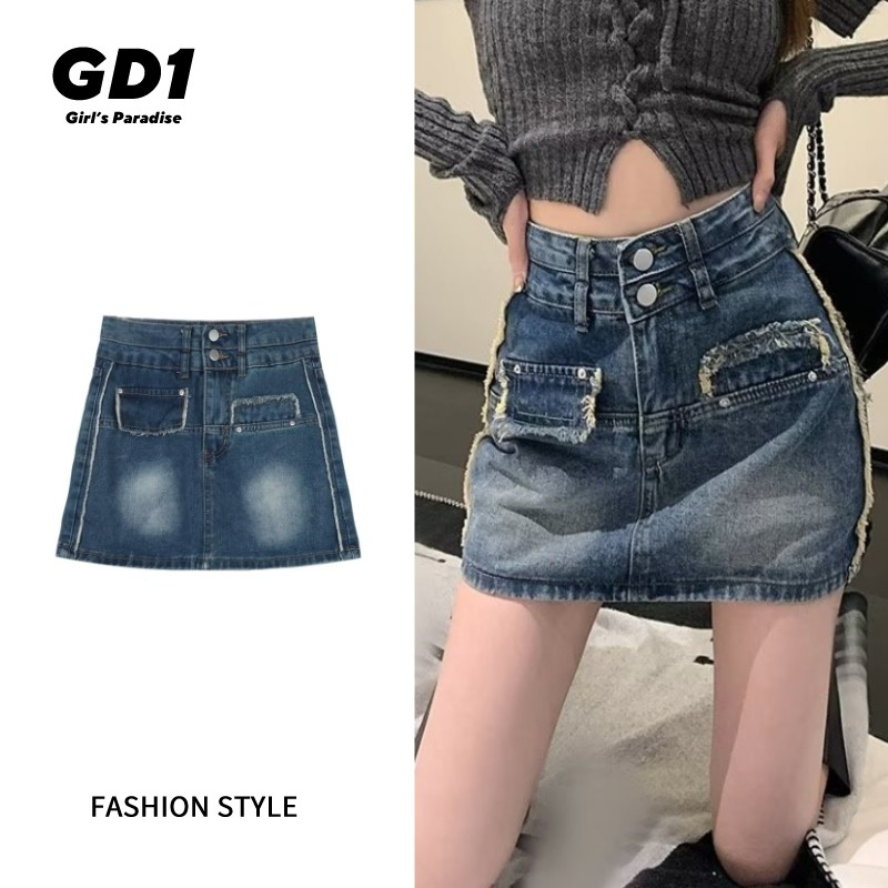 Girl's Paradise.VN Chân váy Chân váy jean Chân Váy Bò váy nữ Chân Váy Chữ A 2023 New Style Hàn Quốc fashion Trendy Chic A23M0B2 36Z230909