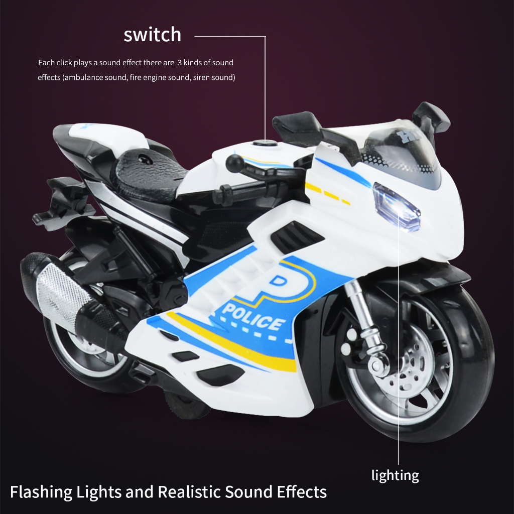 Đồ Chơi Xe Mô Tô Cảnh Sát Điện Tử Có Đèn Và Nhạc Cho Bé 3 Tuổi