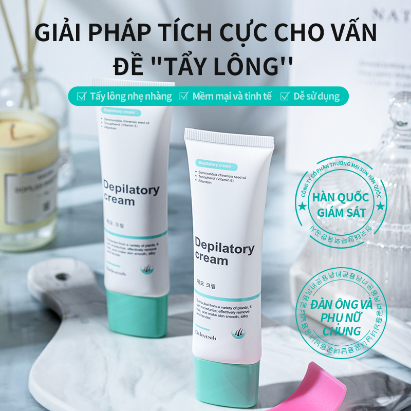 Kem tẩy lông DELEVENTH 60ml triệt lông an toàn không đau rát cho vùng kín/ nách/ tay chân