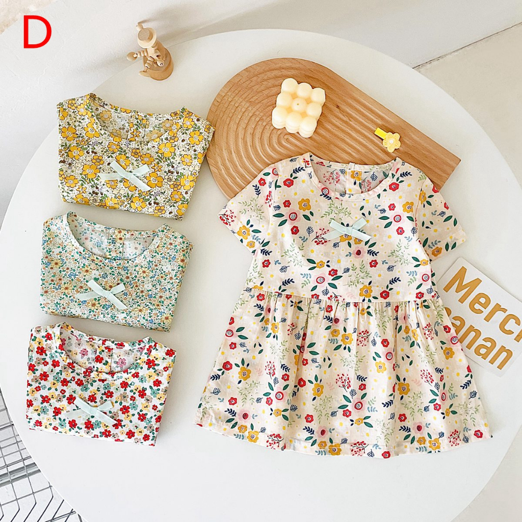 Sanlutoz Đầm Tay Ngắn In Hoa Dễ Thương Thời Trang Mùa Hè Cho Bé Gái