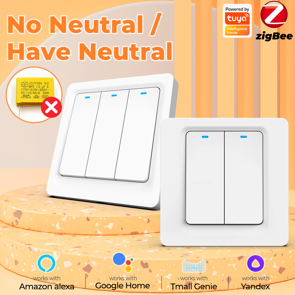 Công Tắc Đèn Thông Minh Zigbee Không Dây Trung Tính