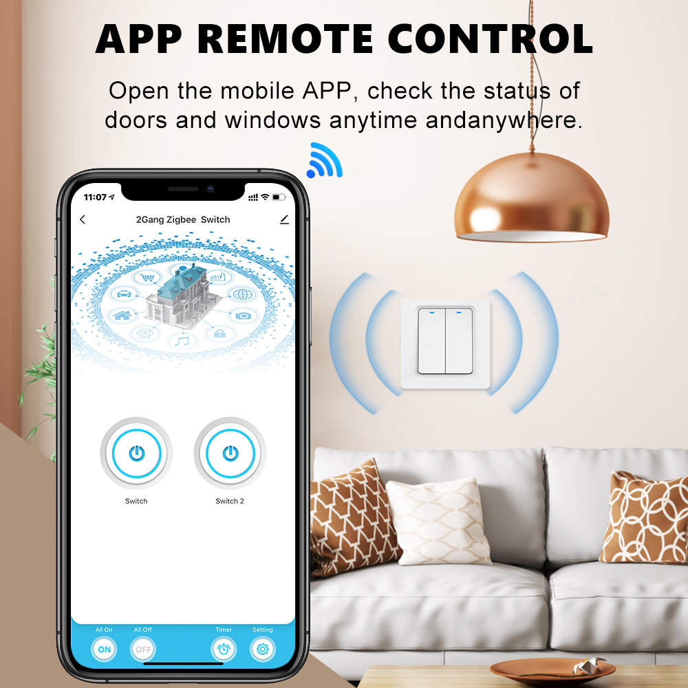 Công Tắc Đèn Thông Minh Zigbee Không Dây Trung Tính