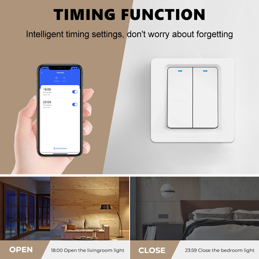 Công Tắc Đèn Thông Minh Zigbee Không Dây Trung Tính
