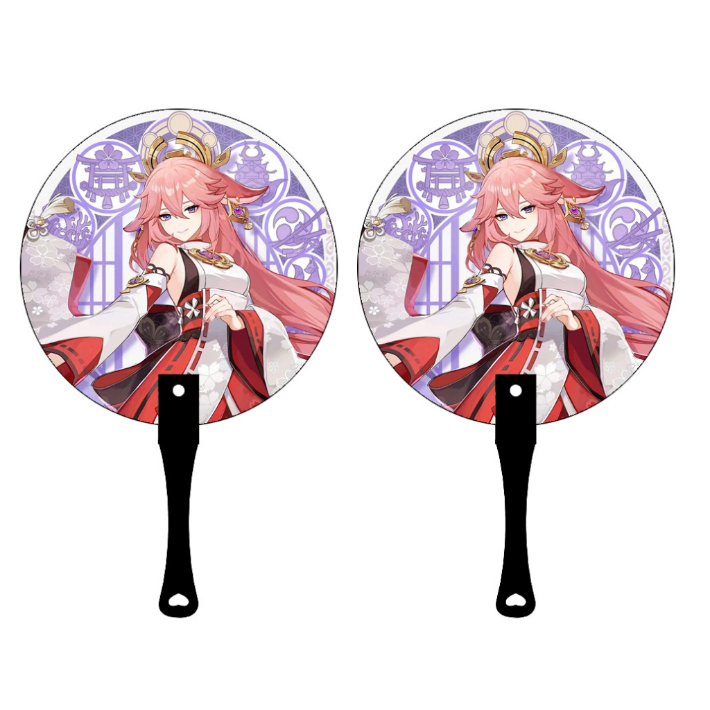 Anime Quạt tròn nhựa 25cm in theo 2 mặt