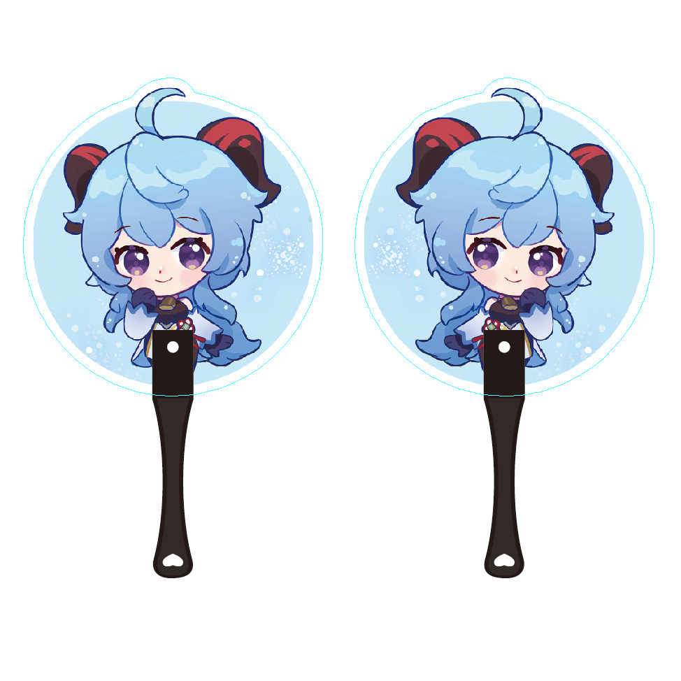 Anime Quạt tròn nhựa 25cm in theo 2 mặt
