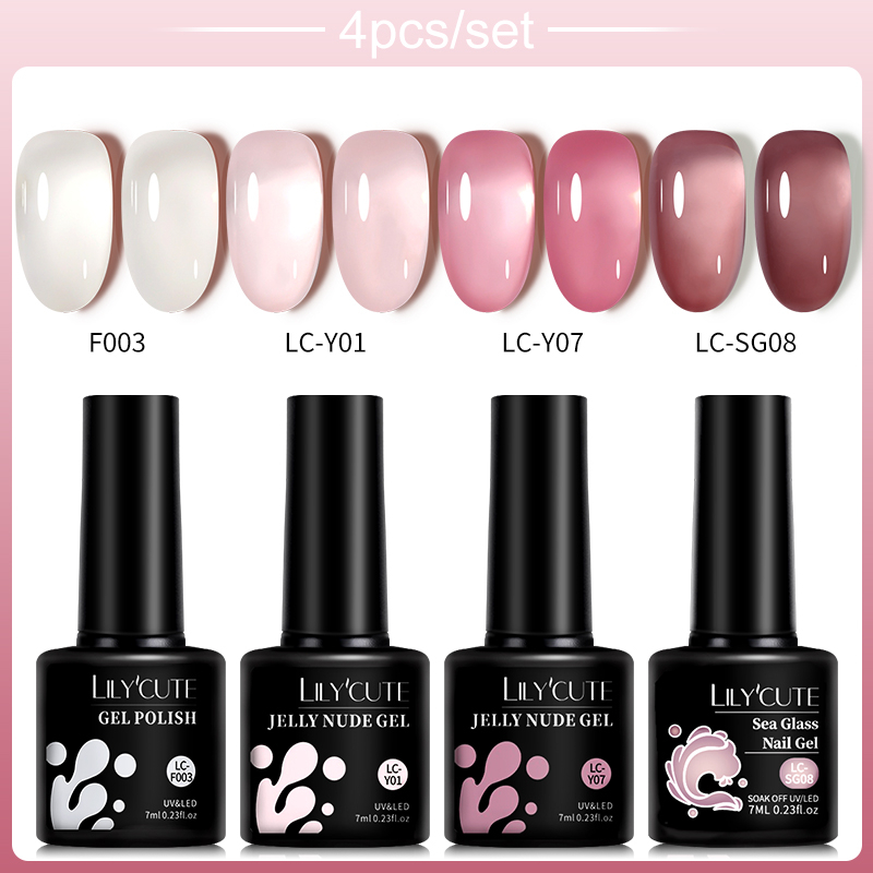 Set 4-6 Lọ Sơn Móng Tay Dạng Thạch Màu Hồng Bán Trong Mờ 7ml BORN PRETTY