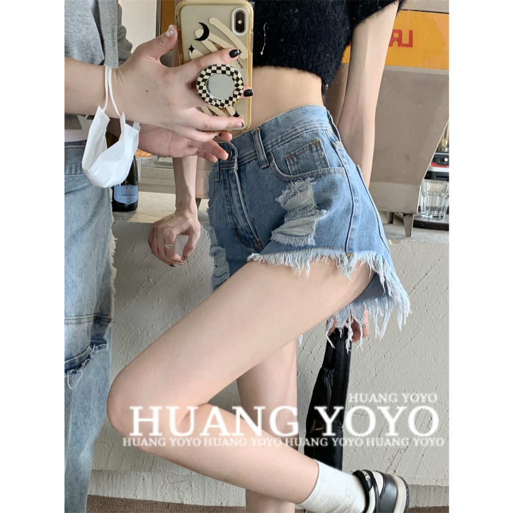 Quần Short Denim Lưng Cao Thời Trang Vintage Hàn Quốc 2023 Cho Nữ