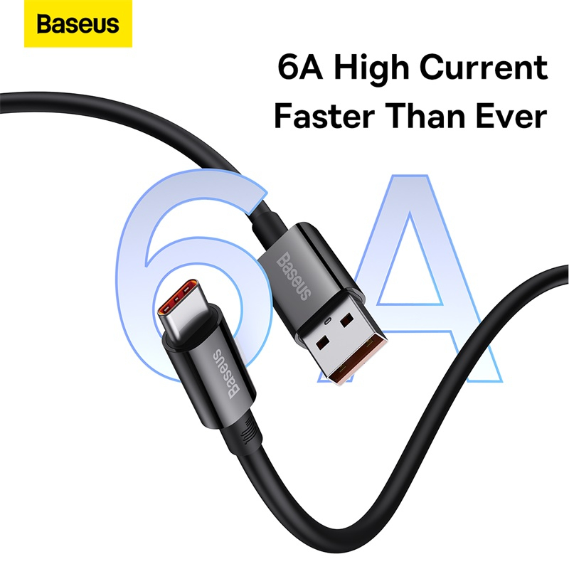 Cáp Sạc Nhanh Baseus 6A USB Type C Cho Huawei P30 P40 Pro 5A Huawei Honor 50 Pro