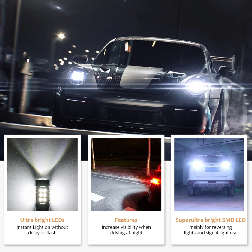 1 Đèn Led Tín Hiệu Đuôi Xe Ô Tô Siêu Sáng T15 W16W Led 921 912 3030 27SMD 12V