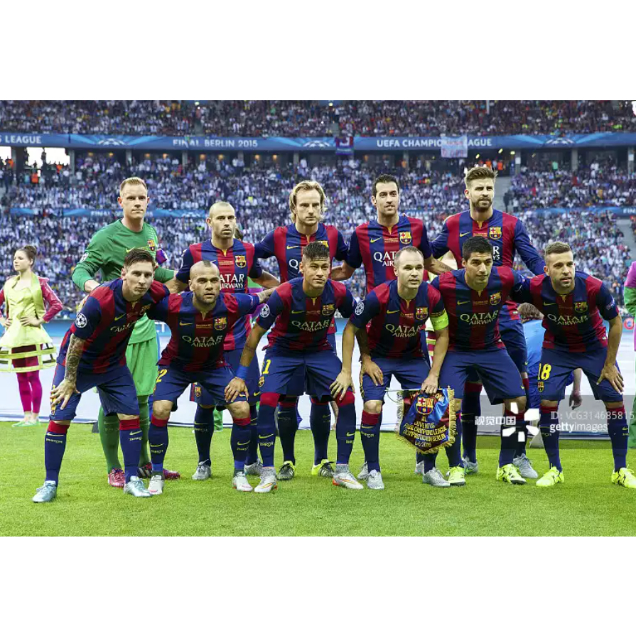 Bộ Quần Áo Đá Banh Đội Tuyển Barcelona Sân Nhà 2014 / 15 UCL Size S-2XL
