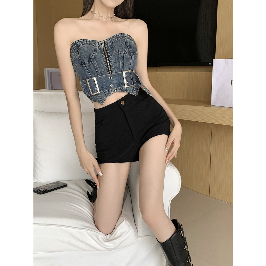 Lalisas Áo Không Dây Phong Cách Cao Bồi Mỹ retro Quyến Rũ Cho Nữ