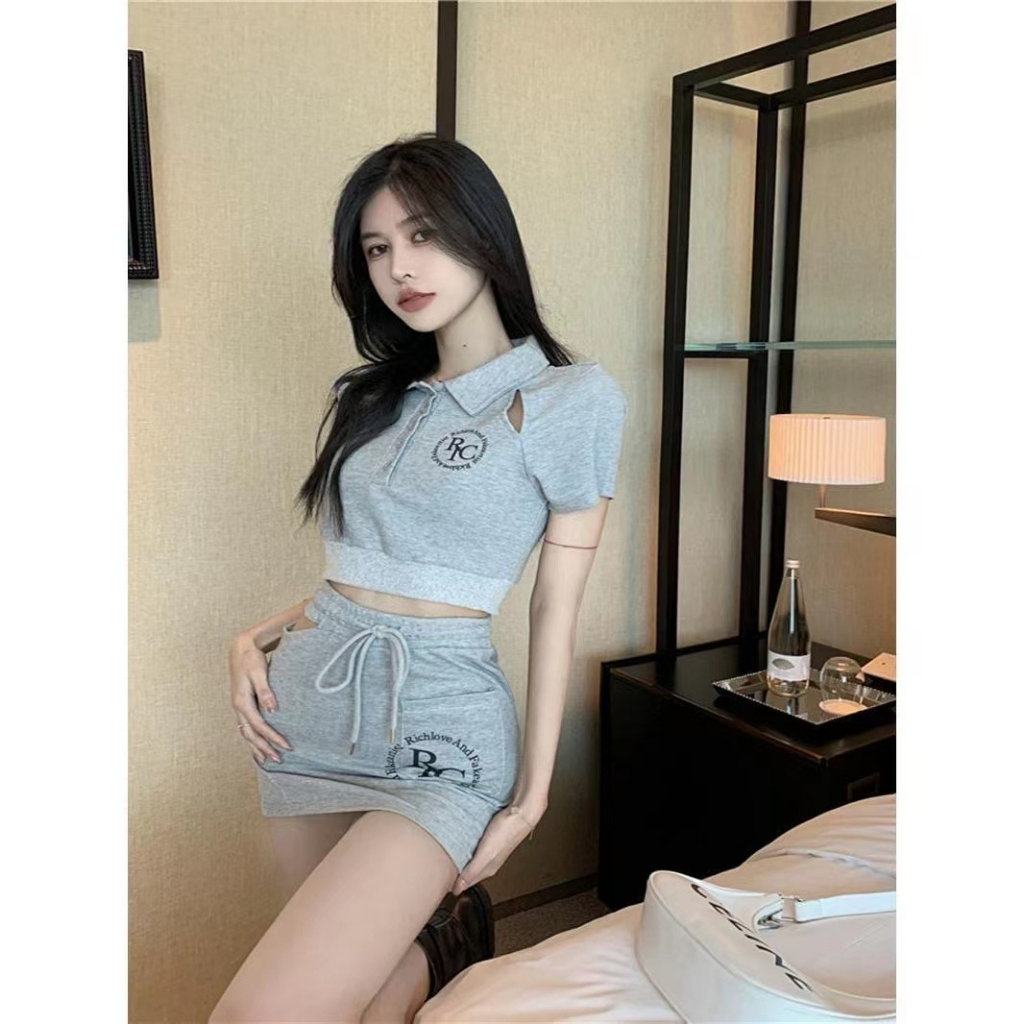 QADCOL Bộ Áo Thun + Chân Váy Ngắn Phong Cách Đường Phố Dễ Thương Thời Trang Mùa Hè Cho Bé Gái