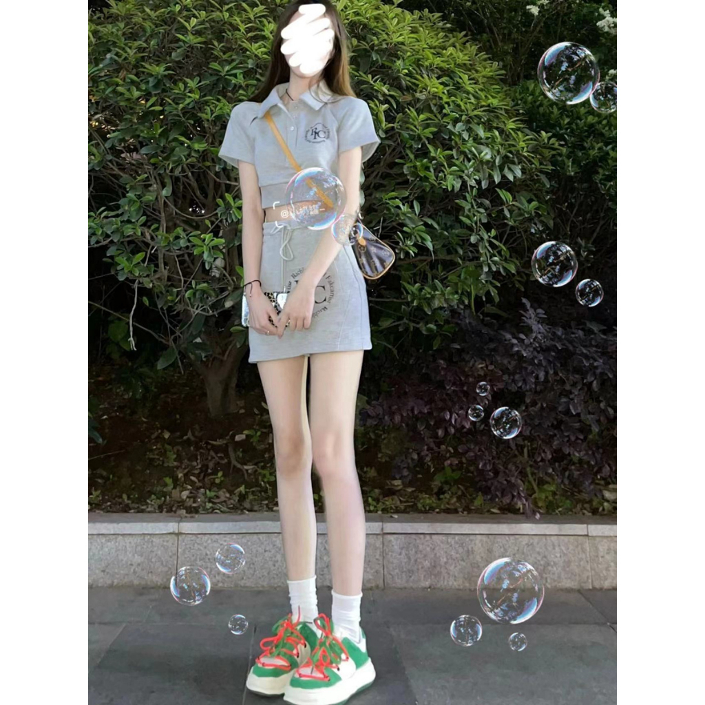 QADCOL Bộ Áo Thun + Chân Váy Ngắn Phong Cách Đường Phố Dễ Thương Thời Trang Mùa Hè Cho Bé Gái