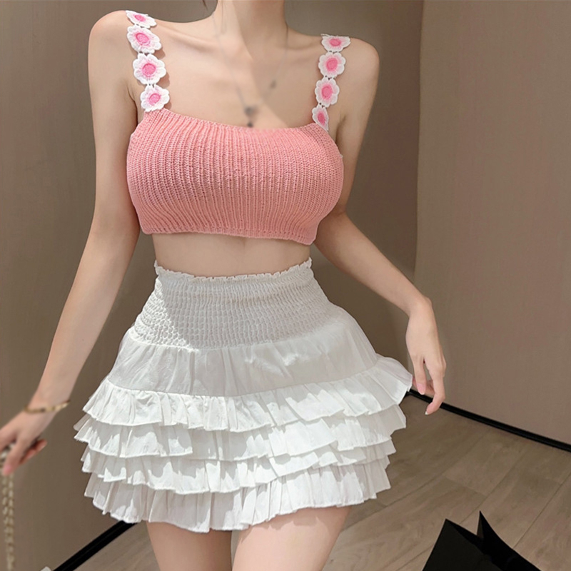 Áo Hai Dây Dệt Kim Ôm Dáng Họa Tiết Hoa Ba Chiều Gợi Cảm Thời Trang Mùa Hè Cho Nữ