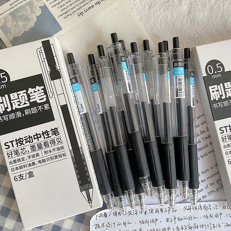 Bút Mực Gel Ngòi 0.5mm Màu Xanh Đen / Xanh Dương Thiết Kế Đơn Giản Tiện Dụng Cho Học Sinh / Văn Phòng