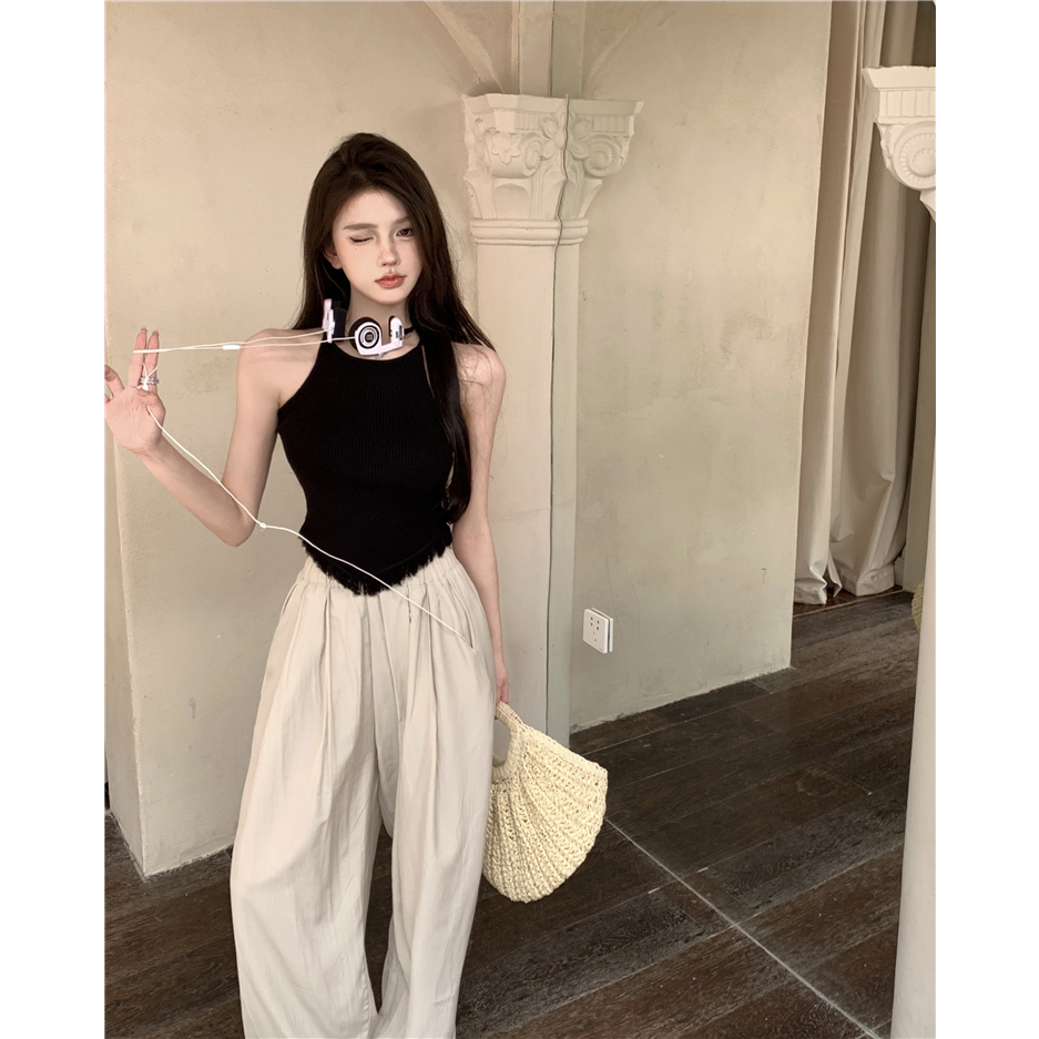 Cocory vn Bộ Áo Tank Top / Quần Dài Lưng Cao Dáng Ôm Thời Trang Mùa Hè Quyến Rũ Cho Nữ