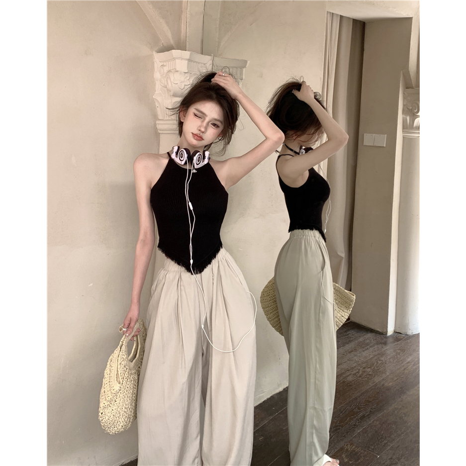 Cocory vn Bộ Áo Tank Top / Quần Dài Lưng Cao Dáng Ôm Thời Trang Mùa Hè Quyến Rũ Cho Nữ