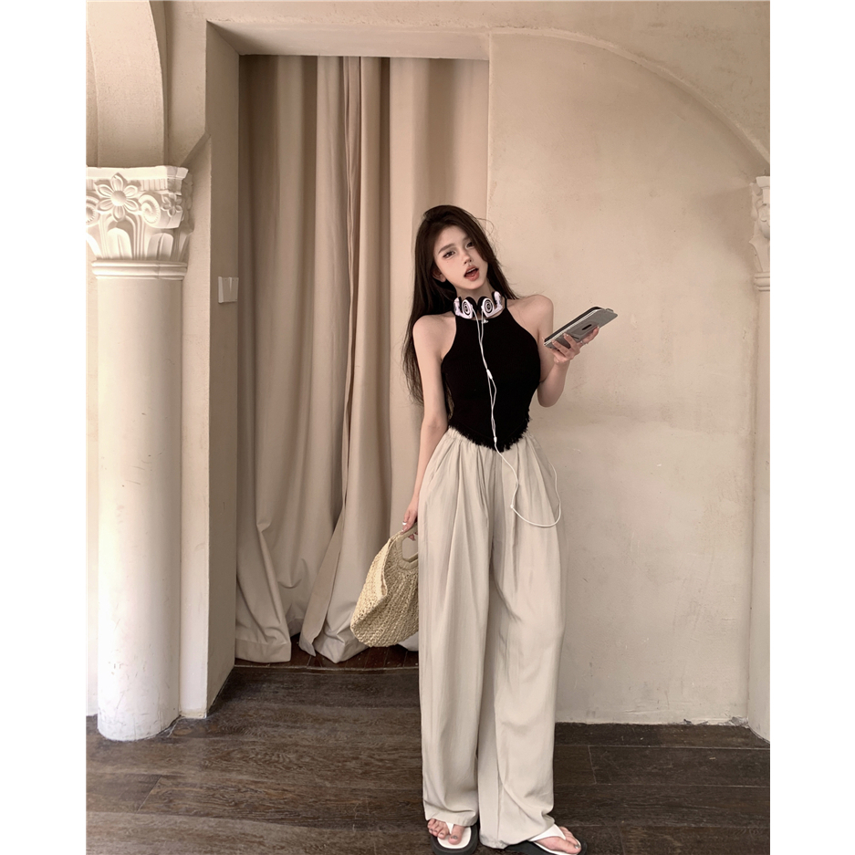 Cocory vn Bộ Áo Tank Top / Quần Dài Lưng Cao Dáng Ôm Thời Trang Mùa Hè Quyến Rũ Cho Nữ